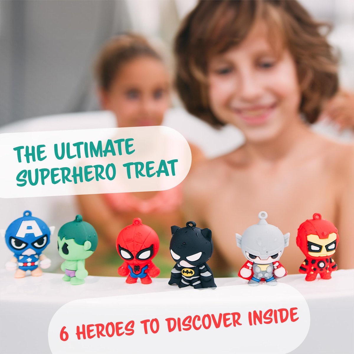 Superhero Bath Bombs for Kids with Surprise Inside - Organic, Gentle, Mess-Free Fun - Vibrant Colors & Amazing Scents - Gift for Superhero Fans Avelisse