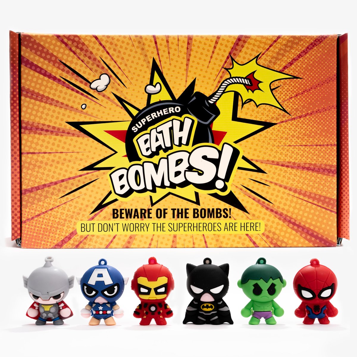 Superhero Bath Bombs for Kids with Surprise Inside - Organic, Gentle, Mess-Free Fun - Vibrant Colors & Amazing Scents - Gift for Superhero Fans Avelisse