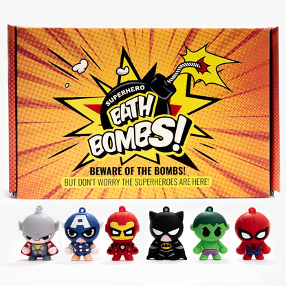 Superhero Bath Bombs for Kids with Surprise Inside - Organic, Gentle, Mess-Free Fun - Vibrant Colors & Amazing Scents - Gift for Superhero Fans Avelisse