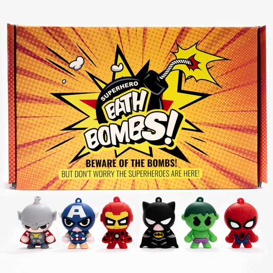 Superhero Bath Bombs for Kids with Surprise Inside - Organic, Gentle, Mess-Free Fun - Vibrant Colors & Amazing Scents - Gift for Superhero Fans Avelisse