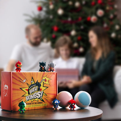 Superhero Bath Bombs for Kids with Surprise Inside - Organic, Gentle, Mess-Free Fun - Vibrant Colors & Amazing Scents - Gift for Superhero Fans Avelisse