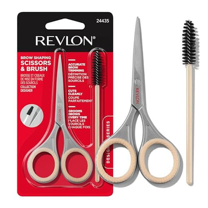 Revlon Designer Series Brow Set – Eyebrow Trimming & Shaping Kit with Stainless Steel Scissors & Spoolie Brush