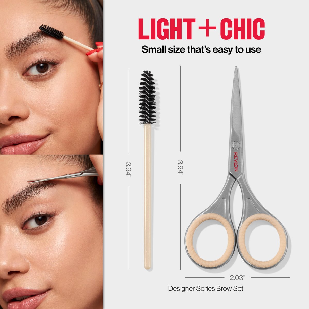 Revlon Designer Series Brow Set – Eyebrow Trimming & Shaping Kit with Stainless Steel Scissors & Spoolie Brush - görsel 15
