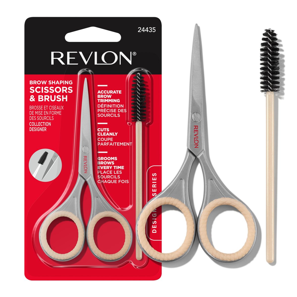 Revlon Designer Series Brow Set – Eyebrow Trimming & Shaping Kit with Stainless Steel Scissors & Spoolie Brush - görsel 1