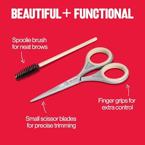 Revlon Designer Series Brow Set – Eyebrow Trimming & Shaping Kit with Stainless Steel Scissors & Spoolie Brush - görsel 12