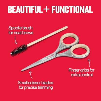 Revlon Designer Series Brow Set – Eyebrow Trimming & Shaping Kit with Stainless Steel Scissors & Spoolie Brush