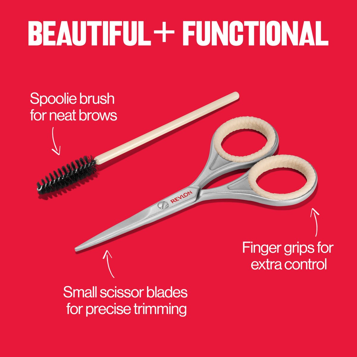 Revlon Designer Series Brow Set – Eyebrow Trimming & Shaping Kit with Stainless Steel Scissors & Spoolie Brush - görsel 11