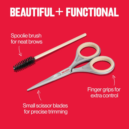 Revlon Designer Series Brow Set – Eyebrow Trimming & Shaping Kit with Stainless Steel Scissors & Spoolie Brush