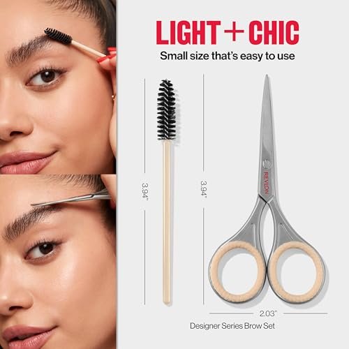 Revlon Designer Series Brow Set – Eyebrow Trimming & Shaping Kit with Stainless Steel Scissors & Spoolie Brush - görsel 16