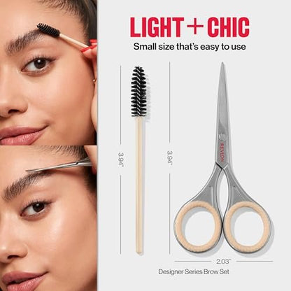 Revlon Designer Series Brow Set – Eyebrow Trimming & Shaping Kit with Stainless Steel Scissors & Spoolie Brush
