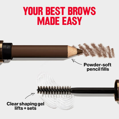 Revlon ColorStay Brow Fantasy All In One Eyebrow Powder Pencil with Shaping Clear Gel - Dark Brown, 16HR Wear, Smudge-Proof