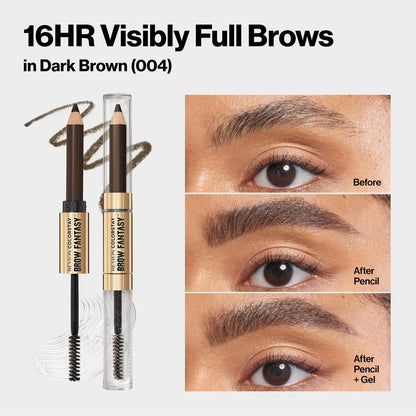 Revlon ColorStay Brow Fantasy All In One Eyebrow Powder Pencil with Shaping Clear Gel - Dark Brown, 16HR Wear, Smudge-Proof