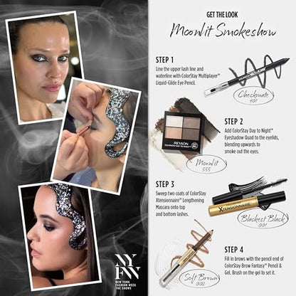 Revlon ColorStay Brow Fantasy All In One Eyebrow Powder Pencil with Shaping Clear Gel - Dark Brown, 16HR Wear, Smudge-Proof