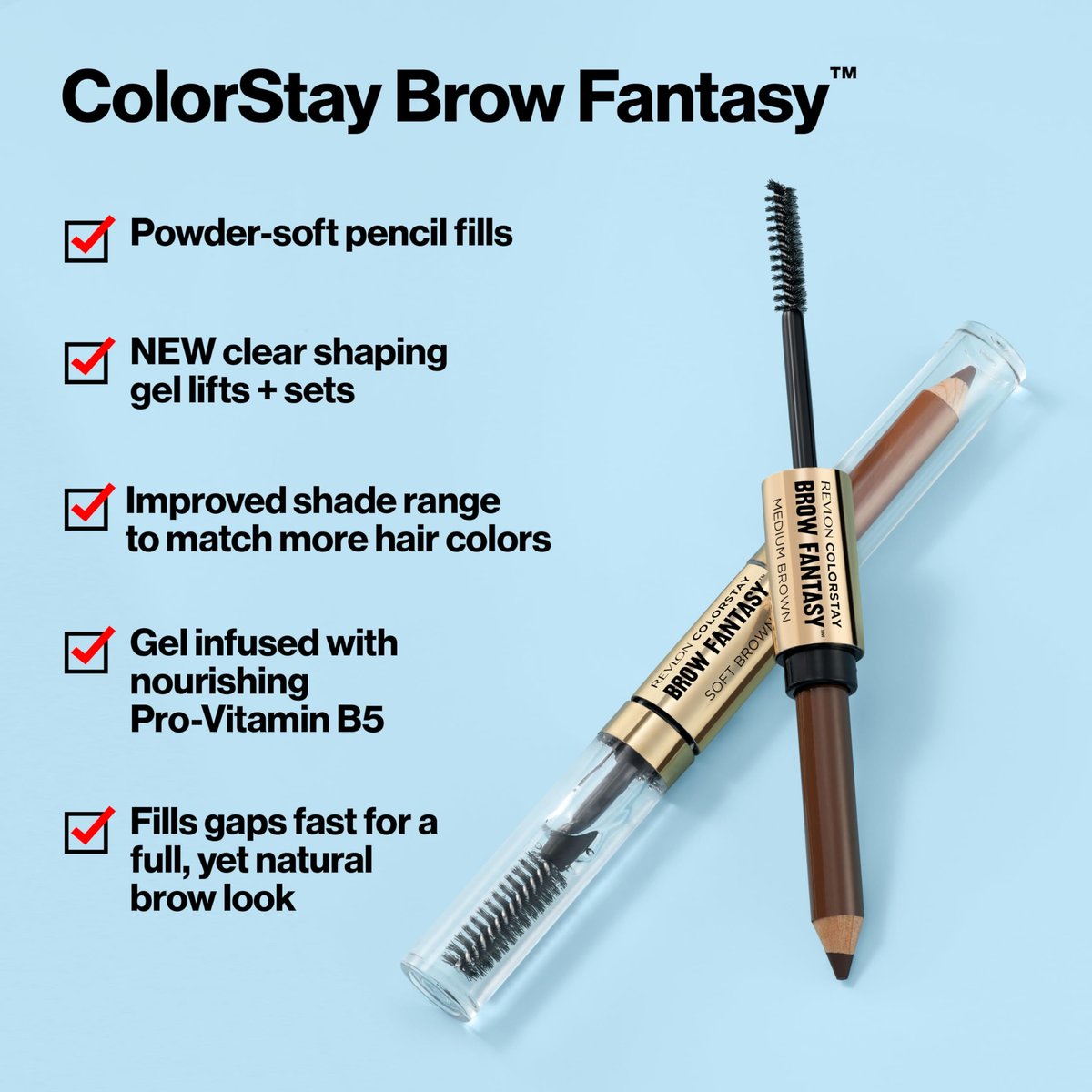 Revlon ColorStay Brow Fantasy All In One Eyebrow Powder Pencil with Shaping Clear Gel - Dark Brown, 16HR Wear, Smudge-Proof - görsel 7