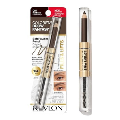 Revlon ColorStay Brow Fantasy All In One Eyebrow Powder Pencil with Shaping Clear Gel - Dark Brown, 16HR Wear, Smudge-Proof