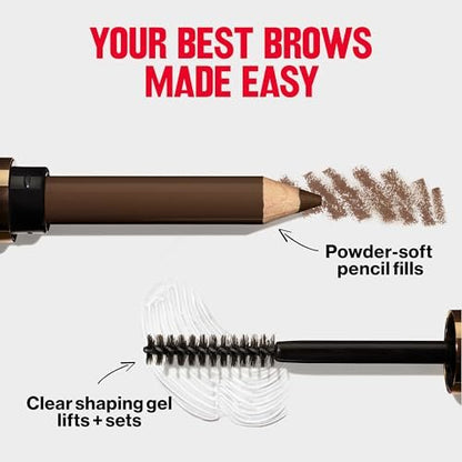 Revlon ColorStay Brow Fantasy All In One Eyebrow Powder Pencil with Shaping Clear Gel - Dark Brown, 16HR Wear, Smudge-Proof