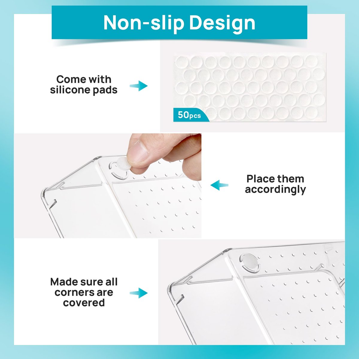 Vtopmart 10 Pcs Clear Plastic Makeup Drawer Organizer Bins Set - Acrylic Vanity Storage Trays for Cosmetics, Toiletries, Jewelry, Gadgets, Office Supplies - görsel 12