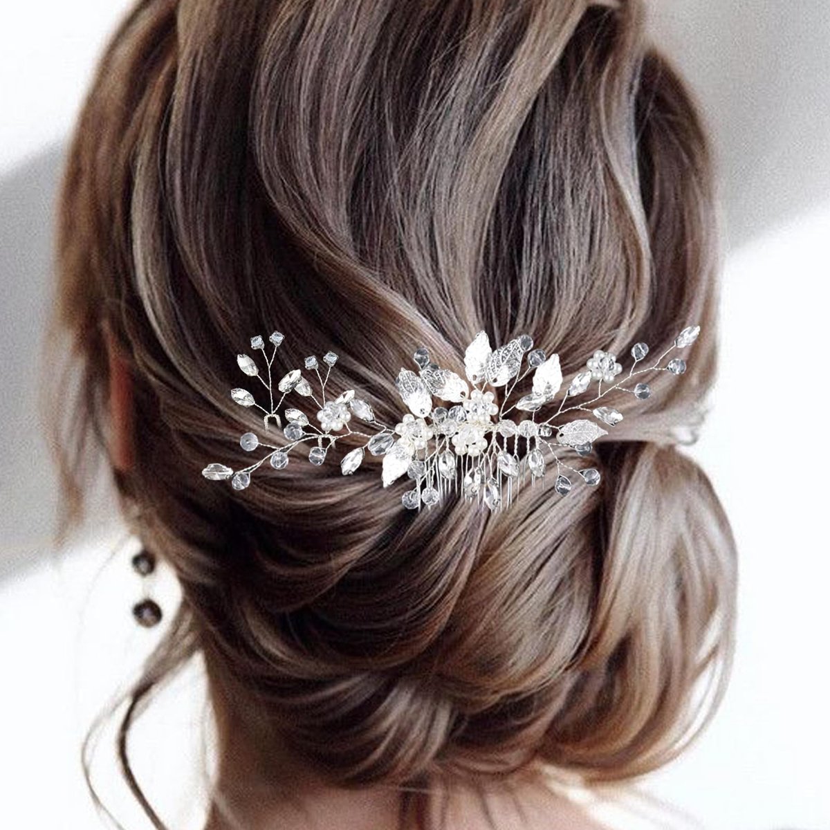 Crystal Wedding Hair Comb Set - Rhinestone Hair Pins with Pearls for Bride, Bridesmaids, Flower Girls (Silver, 3-Pack) Avelisse