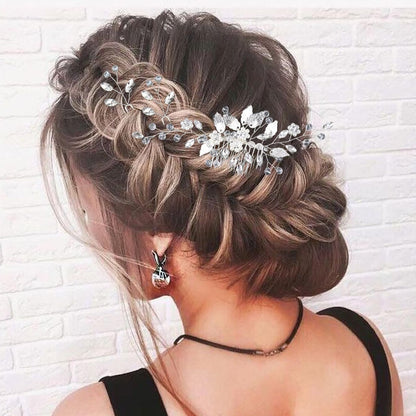 Crystal Wedding Hair Comb Set - Rhinestone Hair Pins with Pearls for Bride, Bridesmaids, Flower Girls (Silver, 3-Pack) Avelisse