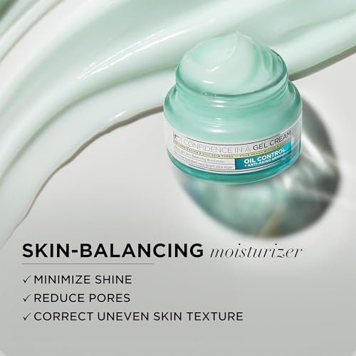 IT Cosmetics Confidence in a Gel Cream Oil Control - Hydrating Oil-Free Face Moisturizer - Reduces Shine & Look of Large Pores - with Niacinamide, Vitamin E & Peptides - Non-Comedogenic - 2.0 oz Avelisse