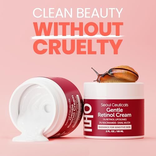 SeoulCeuticals 1% Korean Retinol Night Cream - 97.5% Snail Mucin + 2% Niacinamide Moisturizer for Face - Gentle K Beauty for Sensitive Skin 2oz Avelisse