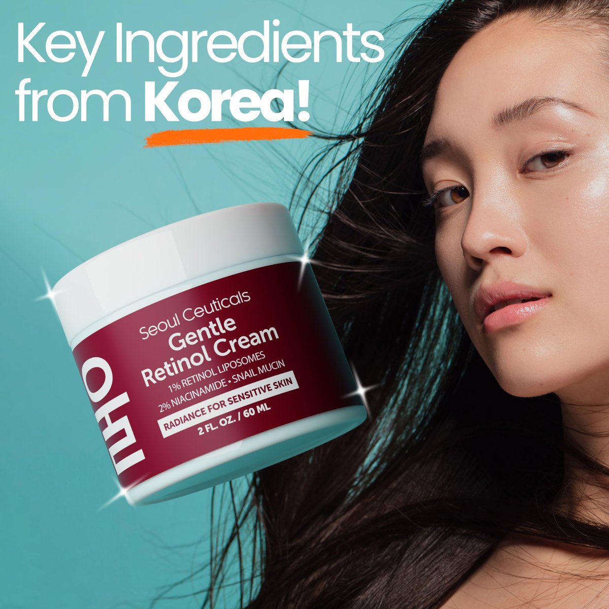 SeoulCeuticals 1% Korean Retinol Night Cream - 97.5% Snail Mucin + 2% Niacinamide Moisturizer for Face - Gentle K Beauty for Sensitive Skin 2oz Avelisse