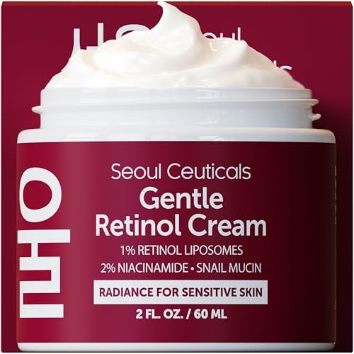 SeoulCeuticals 1% Korean Retinol Night Cream - 97.5% Snail Mucin + 2% Niacinamide Moisturizer for Face - Gentle K Beauty for Sensitive Skin 2oz Avelisse