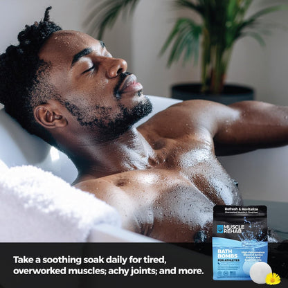 Muscle Rehab Magnesium Epsom Salt Bath Bombs - Fast-Absorbing Muscle Soak for Post-Workout Recovery & Sore Muscle Relief - 2 Pack Avelisse