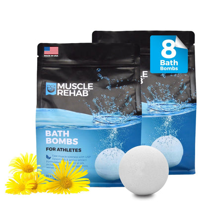 Muscle Rehab Magnesium Epsom Salt Bath Bombs - Fast-Absorbing Muscle Soak for Post-Workout Recovery & Sore Muscle Relief - 2 Pack Avelisse