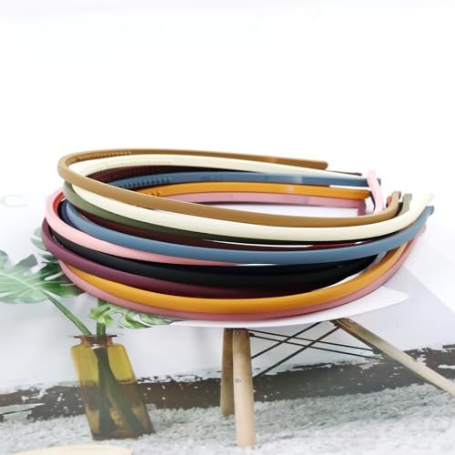 Lawie 12 Pack Colorful Plain Blank Frosted Slim Thin Plastic Headband With Teeth Skinny Wire Comb Hair Band Elastic Hair Hoop Holder Tiara Crown Headpiece Craft DIY Accessories for Women Girls Adults - görsel 16