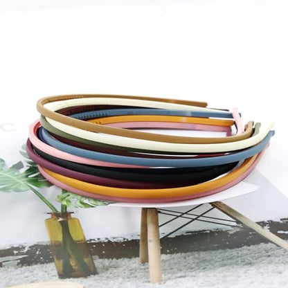 Lawie 12 Pack Colorful Plain Blank Frosted Slim Thin Plastic Headband With Teeth Skinny Wire Comb Hair Band Elastic Hair Hoop Holder Tiara Crown Headpiece Craft DIY Accessories for Women Girls Adults