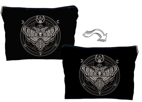 Lacosu Moth Dead Head Makeup Bag – Gothic Witchy Cosmetic Case for Women, Small Purse Organizer - görsel 8