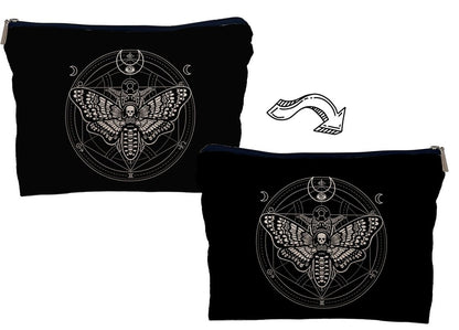 Lacosu Moth Dead Head Makeup Bag – Gothic Witchy Cosmetic Case for Women, Small Purse Organizer