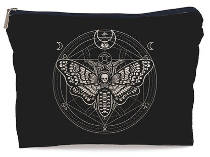 Lacosu Moth Dead Head Makeup Bag – Gothic Witchy Cosmetic Case for Women, Small Purse Organizer