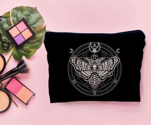 Lacosu Moth Dead Head Makeup Bag – Gothic Witchy Cosmetic Case for Women, Small Purse Organizer - görsel 6