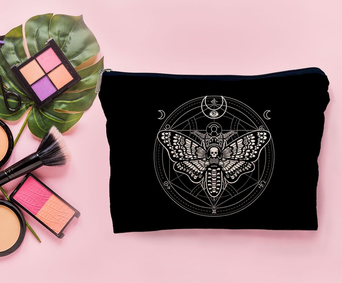 Lacosu Moth Dead Head Makeup Bag – Gothic Witchy Cosmetic Case for Women, Small Purse Organizer - görsel 5