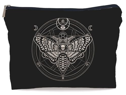 Lacosu Moth Dead Head Makeup Bag – Gothic Witchy Cosmetic Case for Women, Small Purse Organizer - görsel 2