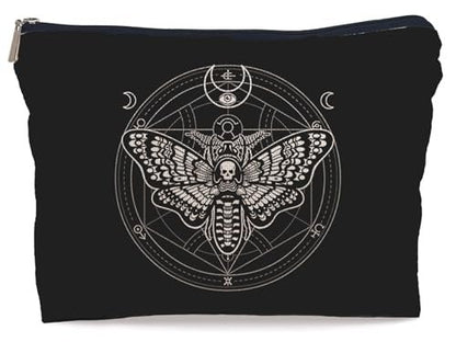 Lacosu Moth Dead Head Makeup Bag – Gothic Witchy Cosmetic Case for Women, Small Purse Organizer