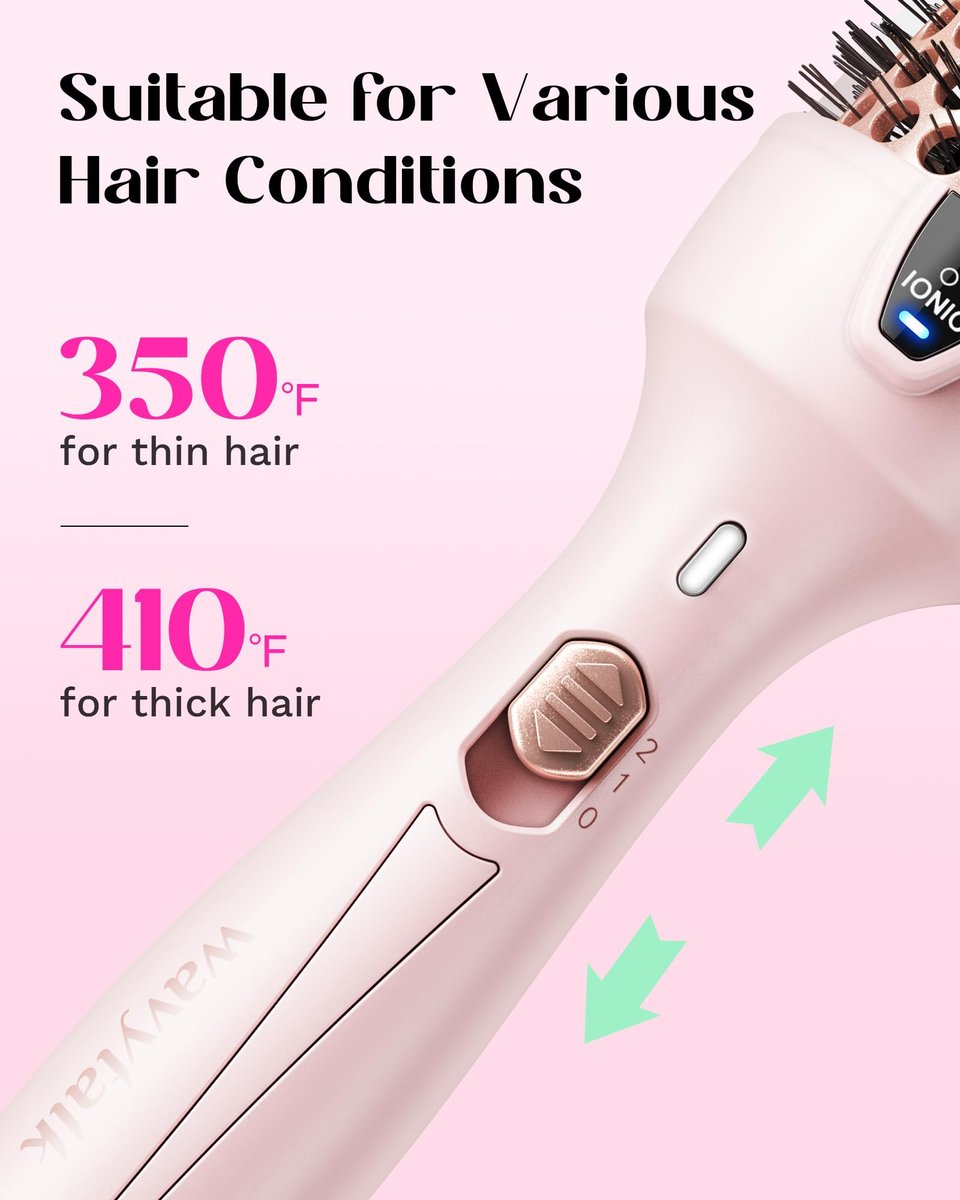 Wavytalk Thermal Brush 1.5 Inch - Negative Ion Hot Air Brush for Blowout Look, Pink Avelisse