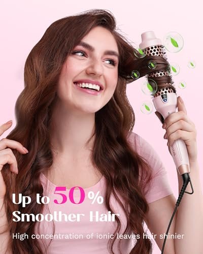 Wavytalk Thermal Brush 1.5 Inch - Negative Ion Hot Air Brush for Blowout Look, Pink Avelisse