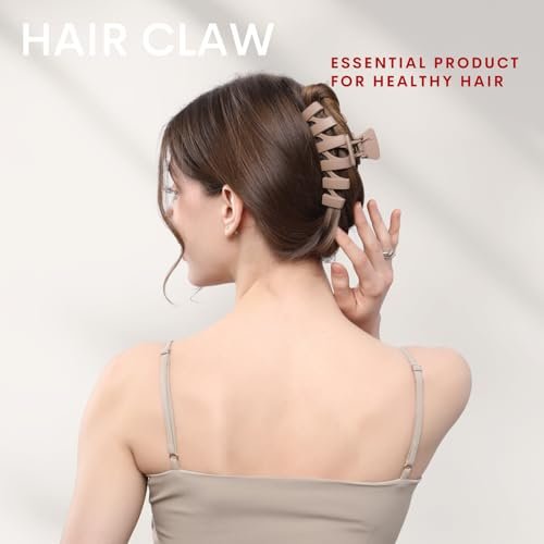 8 Pack Large Claw Clips for Women Thick Hair, Strong Hold Matte Non-Slip Hair Clips, Multi-Style Jaw Clips for Long, Curly & Straight Hair, Neutral & Black Hair Accessories - görsel 6