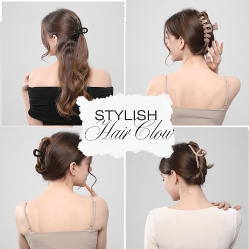 8 Pack Large Claw Clips for Women Thick Hair, Strong Hold Matte Non-Slip Hair Clips, Multi-Style Jaw Clips for Long, Curly & Straight Hair, Neutral & Black Hair Accessories - görsel 12