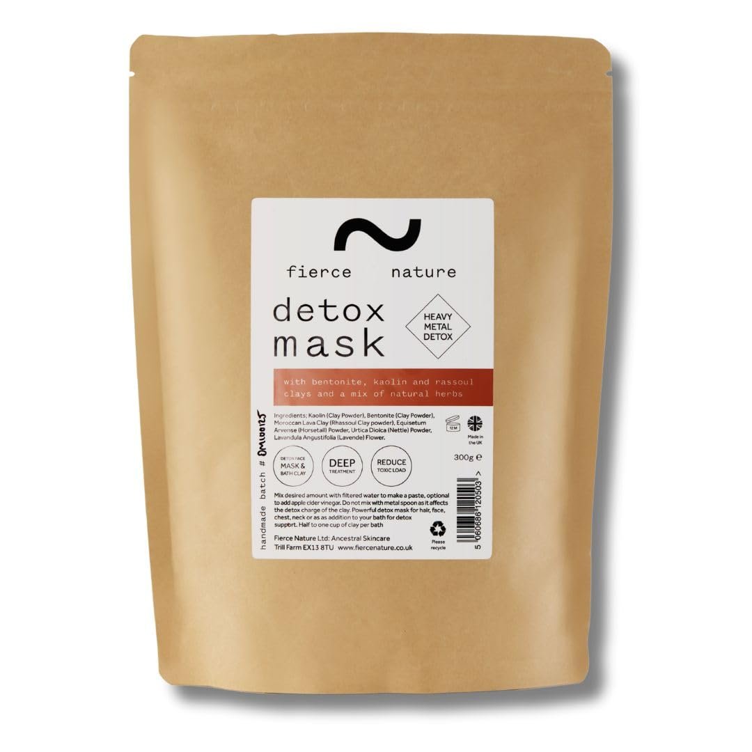 fierce nature Heavy Metal Detox Clay Mask | Bentonite & Rhassoul Clay for Hair & Face | Natural, Clean Skincare & Haircare | 300g - görsel 1