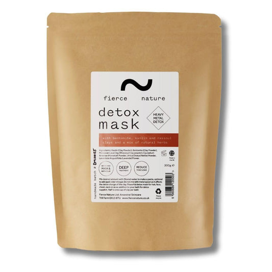 fierce nature Heavy Metal Detox Clay Mask | Bentonite & Rhassoul Clay for Hair & Face | Natural, Clean Skincare & Haircare | 300g