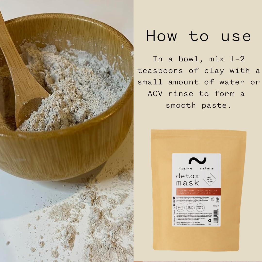 fierce nature Heavy Metal Detox Clay Mask | Bentonite & Rhassoul Clay for Hair & Face | Natural, Clean Skincare & Haircare | 300g - görsel 5