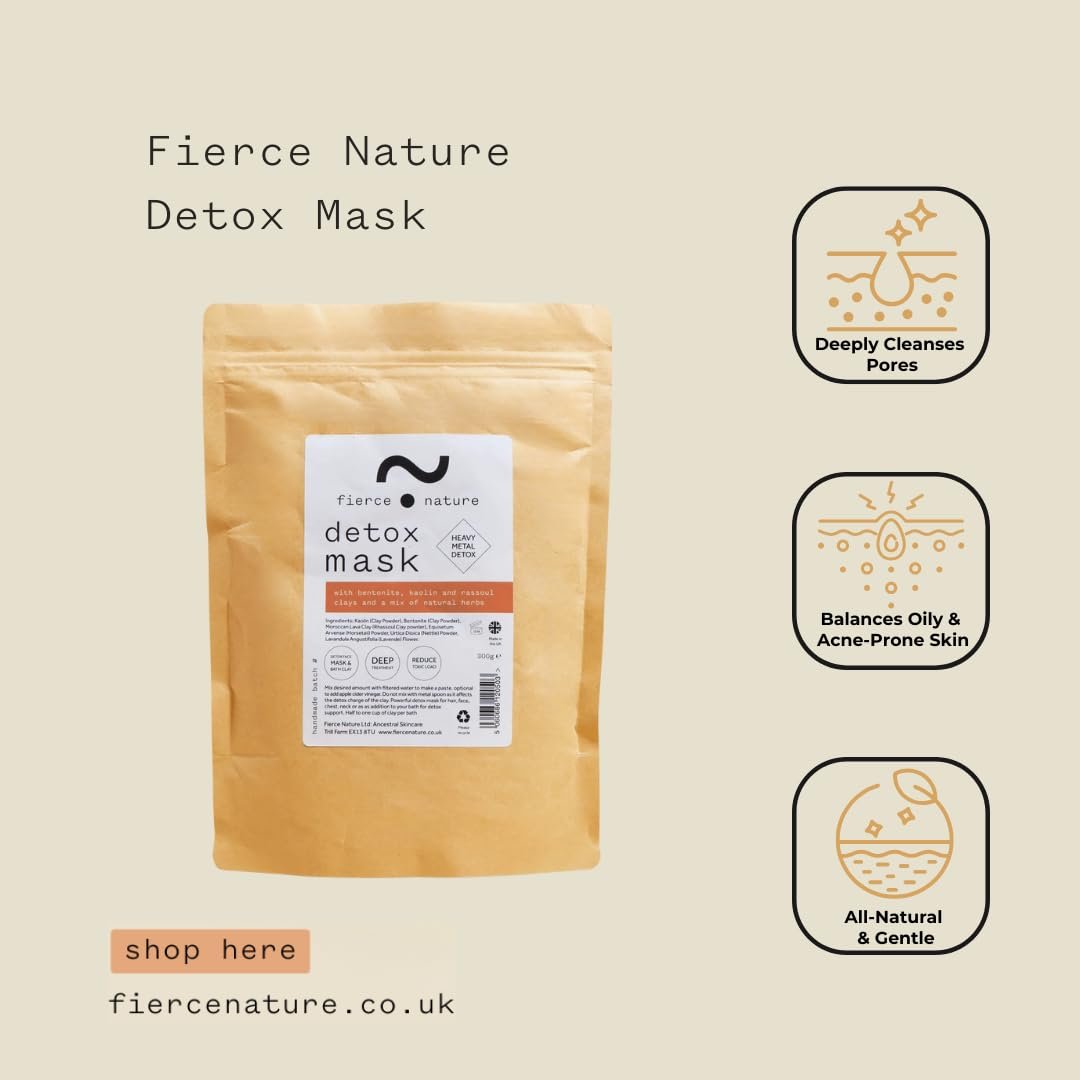 fierce nature Heavy Metal Detox Clay Mask | Bentonite & Rhassoul Clay for Hair & Face | Natural, Clean Skincare & Haircare | 300g - görsel 3