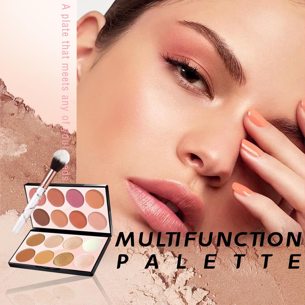 NewBang 16 Colors Blush Contour Highlighter Makeup Palette with Brush - Matte & Shimmer Face Blush, Bronzer & Illuminator Set - görsel 3
