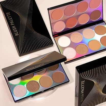 NewBang 16 Colors Blush Contour Highlighter Makeup Palette with Brush - Matte & Shimmer Face Blush, Bronzer & Illuminator Set