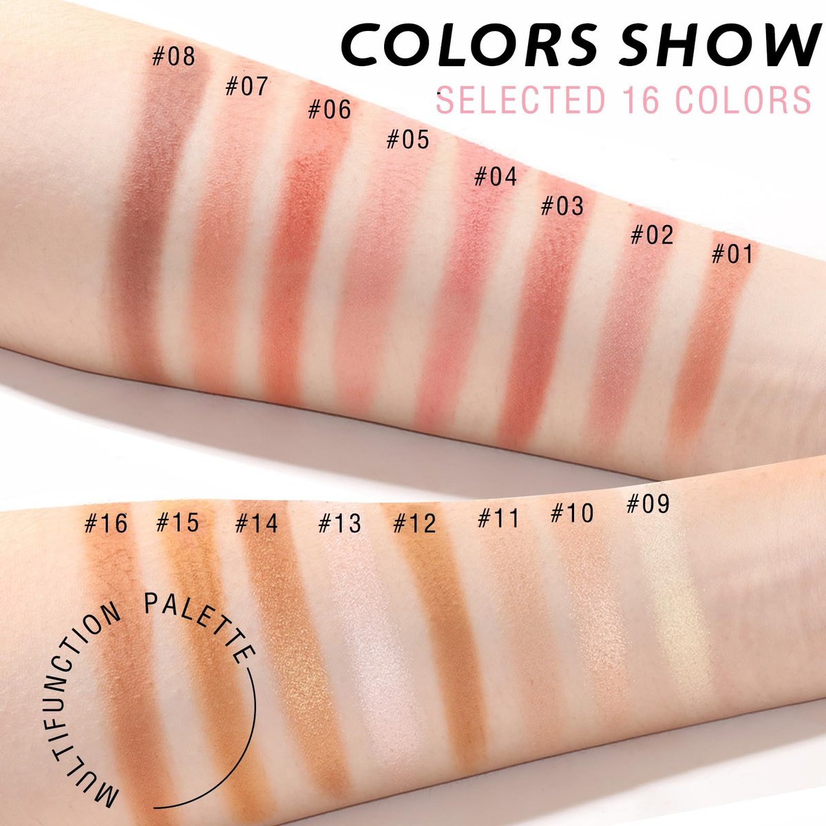 NewBang 16 Colors Blush Contour Highlighter Makeup Palette with Brush - Matte & Shimmer Face Blush, Bronzer & Illuminator Set - görsel 7