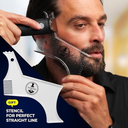 MANECODE 11-in-1 Men's Beard and Mustache Electric Trimmer Kit - Cordless Body and Nose Hair Trimmer with USB Rechargeable Battery
